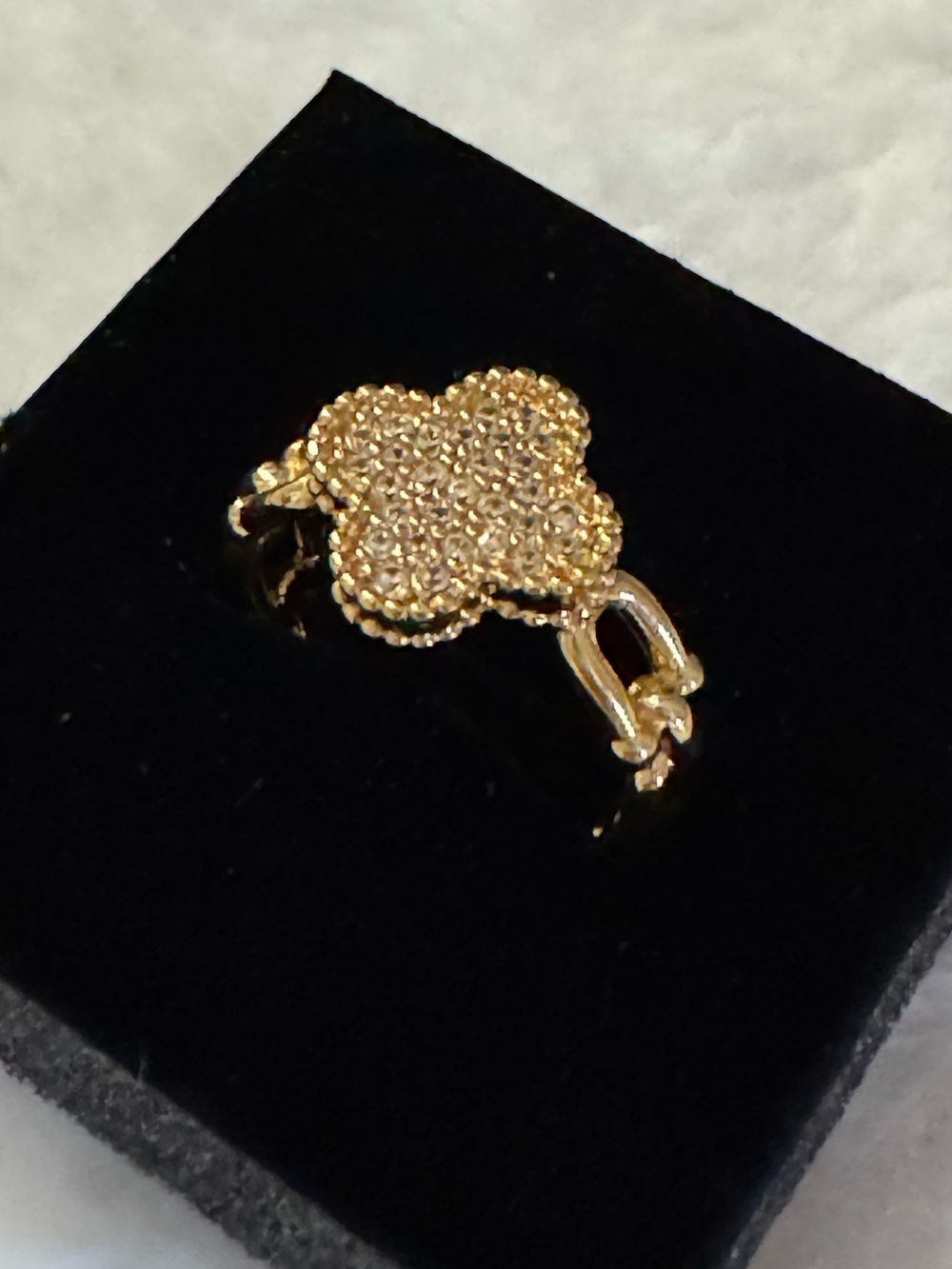 Gold Pave Clover Ring - Women Jewelry